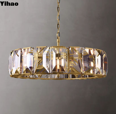 kopen Harlow Crystal Round Chandelier 43' Brass RH Crystal Chandelier met opwaarts gericht lampbeker online vervaardiging