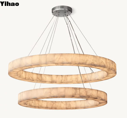 kopen 60 Watt LED Foyer kandelaar Messingsteen Grote Foyer Hanglamp online vervaardiging