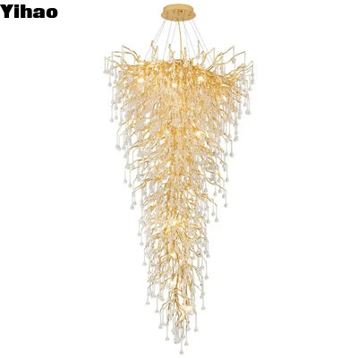 kopen Bloemlamp Messing Kristal kroonluchter Plafondlicht Hardwired online vervaardiging