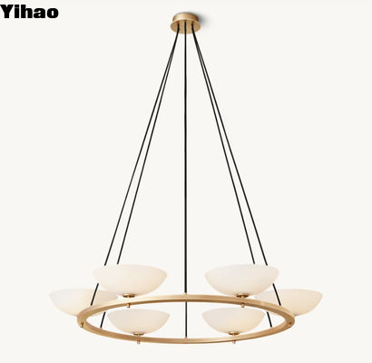 kopen Chrome Finish Gepoetste Messing en Glas Plafondlamp 85-265 Volt online vervaardiging