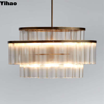 kopen Messing K9 Crystal Shade 3500K Warm White Luxury Pendant Kandelaar Plafondlicht online vervaardiging