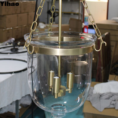 kopen Yihao Fabrieksdirect Messing Frame Kristallen Lampenkap Hanglamp met 3500K Warm Wit LED voor Hotel en Woonkamer online vervaardiging