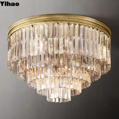 E12 / Candelabra Art Crystal Modern Koperen Plafondlamp AC 85V-265V
