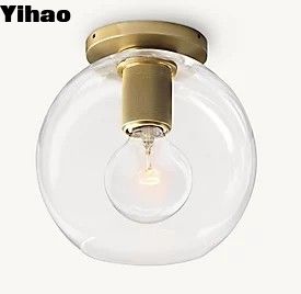 Blown Glass Shade Luxe Plafondlichten Messing Flush Mount Light 40w