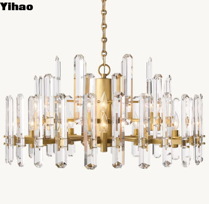OEM ODM Moderne kristal messing plafond kandelaar met gloeilamp type