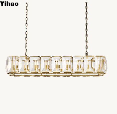 Hardwired Harlow Crystal Rectangular Chandelier 62' op maat gemaakt