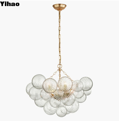 Talia Medium Messing/Glazen Schaduw Plafond Licht Kroonluchter met Plug In Hanglamp