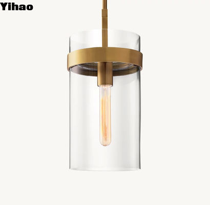 Hardwired Power Source Simple Brass Glass Single Chandelier Ravelle Hanger 10