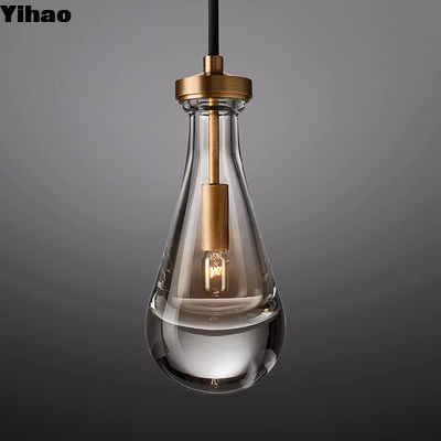 34*34*18cm Antiek gebrand messing Moderne kamerlamp met vier hoekglasstaven Translucent