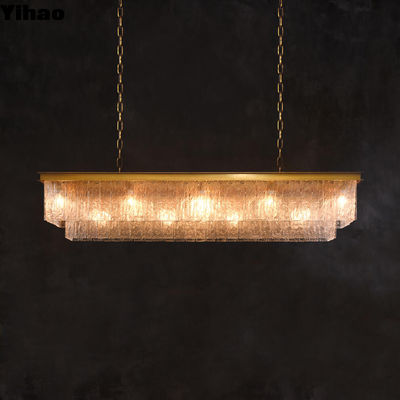 Plafondmontage Innenkristallen kroonluchter met schors Rechthoekige hanger Afmetingen 124cm/49