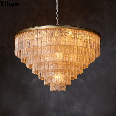 Bark 7 Ring Ronde Plafond Kroonluchter Hangertje Licht In Messing En Amber Glas