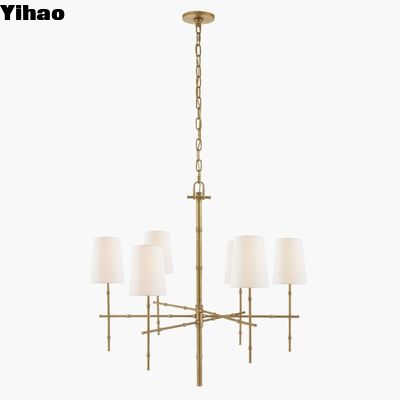 S 5161 Grenol Middellange moderne bamboe kroonluchter Brons / gepolijst nikkel / met de hand gesmeerd antiek messing