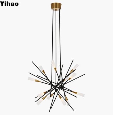CHC 5605 Stellar Medium Chandelier Mat Zwart / Mat Wit Antieke Messing Kristal Chandelier