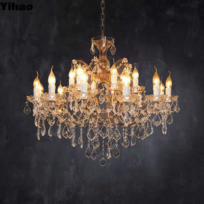 Franse Retro Crystal Chandelier 18 gloeilampen Dimmable met verstelbare ketting/staaf