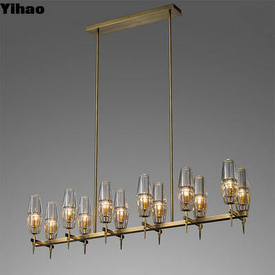 Aanpasbaar ontwerp Messing en glas hanglamp met 50000 uur levensduur voor moderne luxe kroonluchter