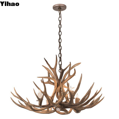 Houten hert hanglamp met 4100K neutrale witte LED en instelbare hoogte voor vintage hotel decor