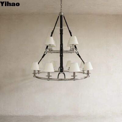 Antieke Messing Twee-tier Ring Kroonluchter Moderne Luxe Eetkamer Hanger Plafondlamp met 5 Jaar Garantie