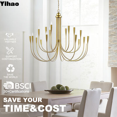 Yihao Custom Messing Body Hanglamp met 2700K Warm Wit LED en 50000 Uur Levensduur voor Woonkamer